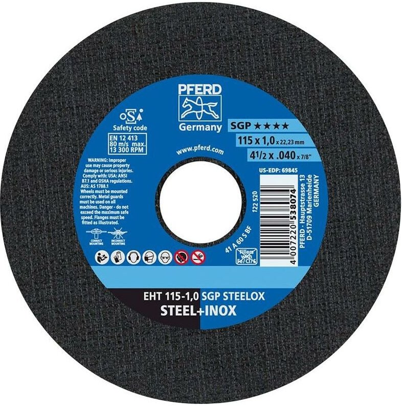 Trennscheibe gerade A60SSG-INOX 115x1mm pferd