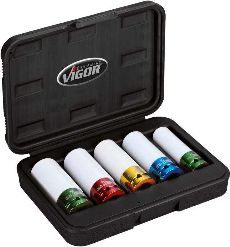 Kraft-Steckschlüsseleinsatz-Set 1/2' (12.5 mm) 5teilig V2257 - Vigor