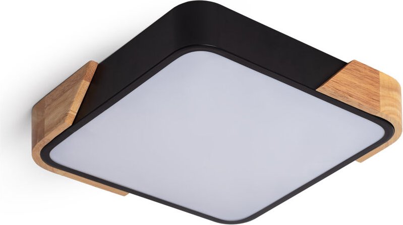 Iluzzia - LED-Deckenleuchte 18W Eckig Holz 325x325 mm cct Wählbar Semi-Dari Schwarz