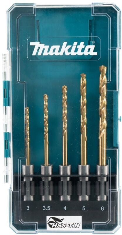 Makita HSS-TiN Metallbohrer-Set Ø 3/3,5/4/5/6mm, 90 - 129 mm, SDS-plus, 5-tlg.