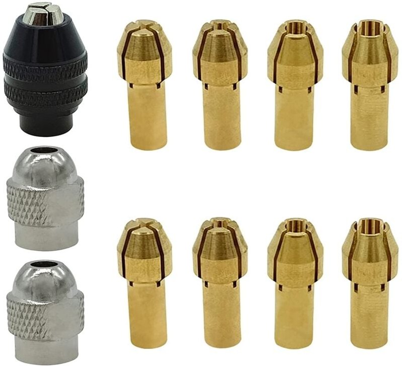 Tlily - Bohrfutter-Spannzangen-Set für , 11-Teiliges -4485-Messing-Schnellwechsel-Bohrmutter-Werkzeug-Set (1/32 Bis 1/8 ...