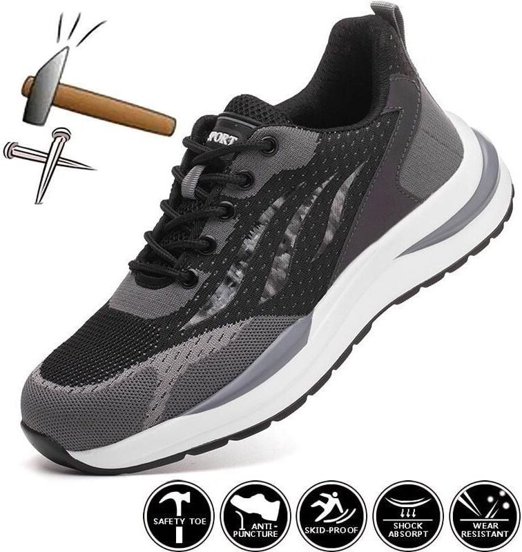 Thumbnail - Sicherheitsschuhe mit Stahlkappe für Herren, pannensicher, leichte Arbeitsschuhe, atmungsaktiv, Bauschuhe-40