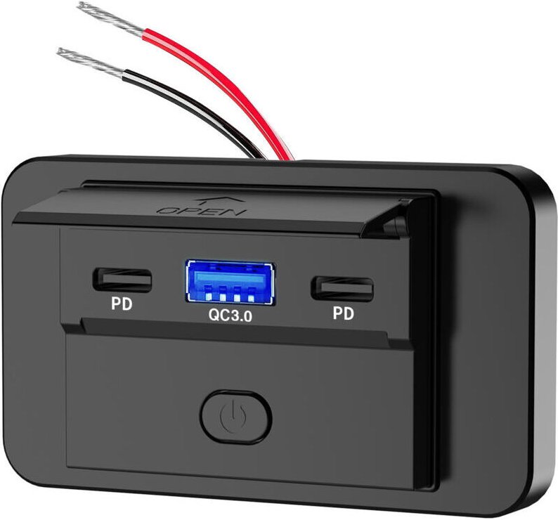 USB-Steckdose für Wohnmobile, 12-V-Wandsteckdose, 48-W-QC3.0-USB-A- und 2-USB-C-Anschlüsse mit Ein-/Ausschalter für Auto...