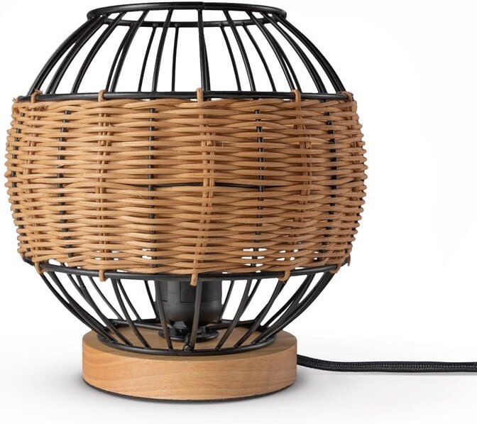 Thumbnail - Rattan Pendelleuchte Wohnzimmer Tischleuchte Boho Käfig Lampe Nachttisch Metall Natur (Ø20 cm), Tischleute - Typ 5 - Pac...