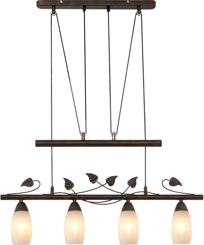 Nowa - Zugpendelleuchte Hängelampe Esszimmerlampe Höhenverstellbar Glas Alabaster rost