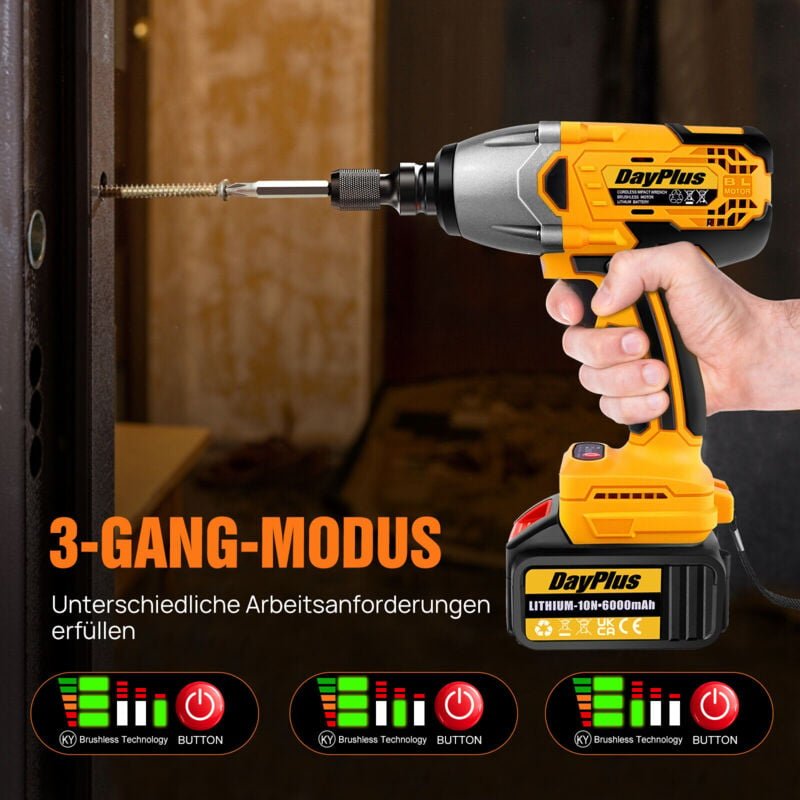 Dayplus - 1800Nm Akku Schlagschrauber Ratschen Schrauber Akkuschrauber Set + 1X Batterie
