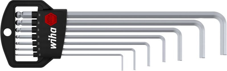 Stiftschlüssel Set im Classic Halter Sechskant-Kugelkopf 7-tlg. mattverchromt (01416) - Wiha