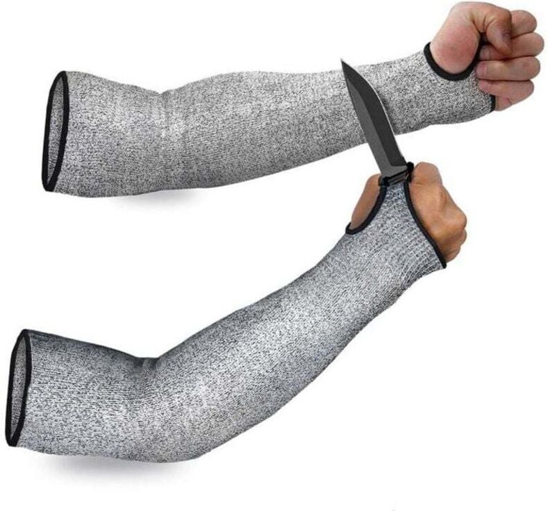 Armschutz-Ärmel, 45 cm, Schnittklasse 5, 2 Paar, hitzebeständige Ärmelschützer für Herren und Damen aus fein geriebenem ...