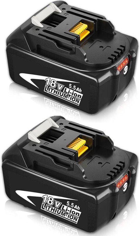Thumbnail - Teetok - Batterien, 2 x 5,5 a Kompatibel mit Makita-Akku BL1850 18 v Li-Ion lxt Li-Ion Akku BL1850B BL1830 mit led
