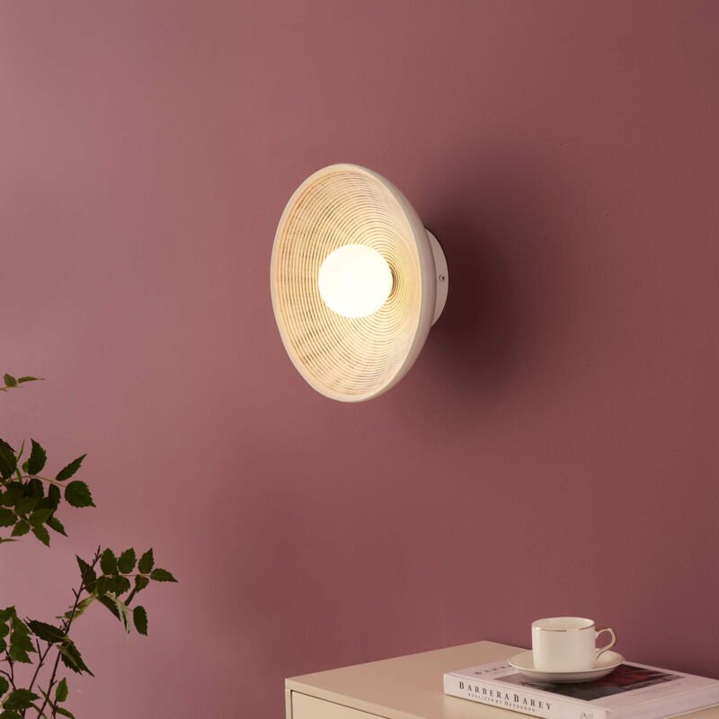 Kosilum - Runde Wandleuchte oder kleine Deckenleuchte beige und weiß 27 cm - Amaya