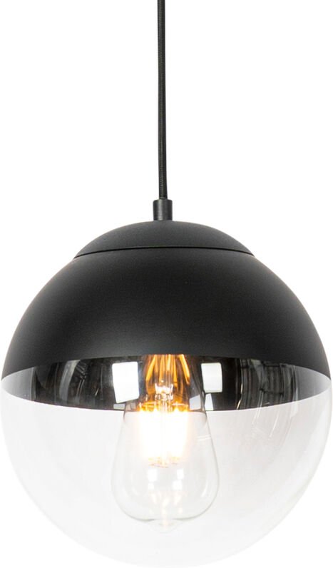 Retro-Hängelampe schwarz mit klarem Glas 20 cm - Eclipse