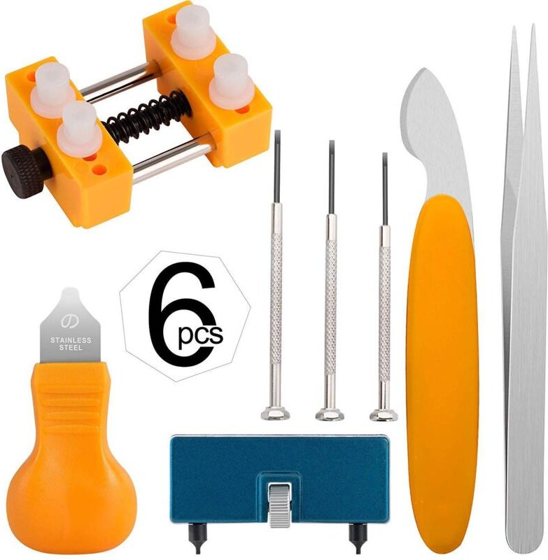 Kit de herramientas para cambiar la batería del reloj (6 piezas): abridor de caja de reloj, utilizado para abrir la tapa...