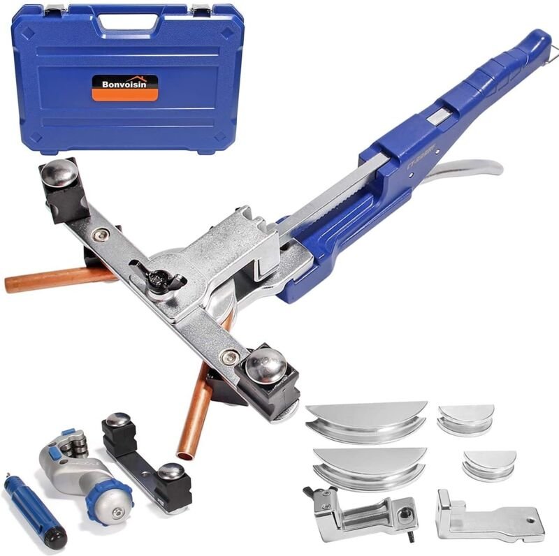 Manuelle Rohrbiegemaschine für Kupferrohre von 10–22 mm (3/8"–7/8"), Biegebereich 0–90°, mit Rohrschneider und Entrinder...