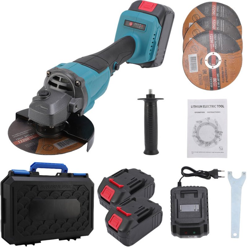 Zoternen 21V Akku-Winkelschleifer, 125-mm-Scheibenschleifer, 900 W, 9000 U/min, bürstenloser Winkelschleifer mit Antivib...