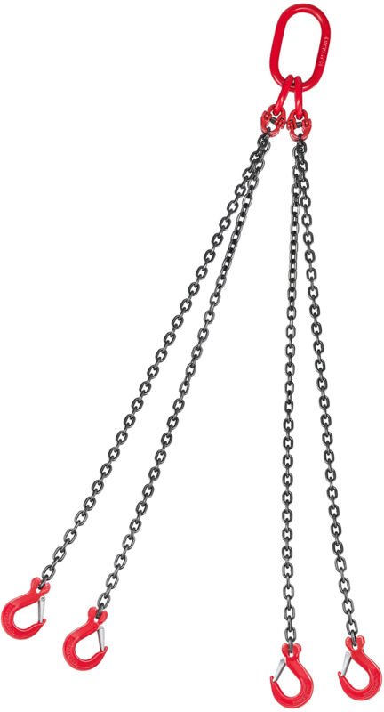 Mophorn Kettengehänge 6,3 mm x 1,5 m mit 4 Haken, robuste Anschlagkette aus G80-Stahllegierung, 2993 kg Tragfähigkeit, v...