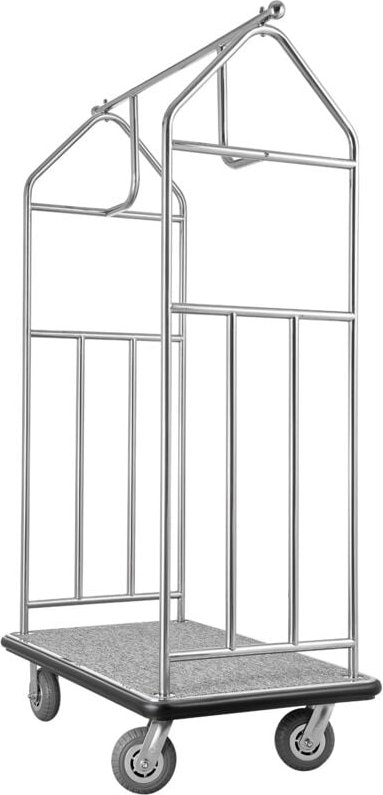 Mophorn - Hotelgepäckwagen aus Edelstahl, 362 kg Tragkraft, Kofferwagen mit grauem Teppichboden und 15 cm großen Gummirä...