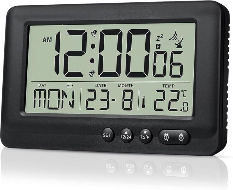Digitaler Wecker, Digitaler Funkwecker, Funkwecker, 2 Stunden Weckzeit, Schlummerfunktion, Wecker mit Hintergrundbeleuch...
