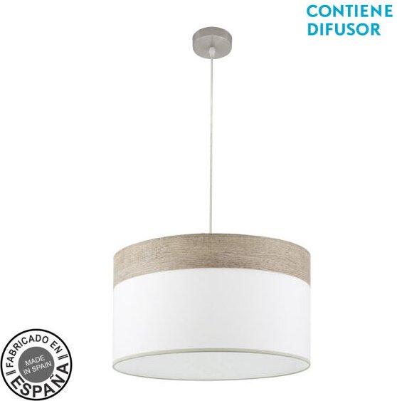 Senko - fabrilamp Cloe Pendelleuchte 2xe27 Nickel/Weiß-Holz Grau Regx50x50 cm