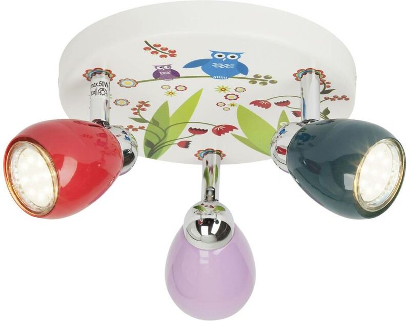 Lampe Birds led Spotrondell 3flg bunt 3x LED-PAR51, GU10, 3W LED-Reflektorlampen inklusive, (250lm, 3000K) Köpfe schwenk...