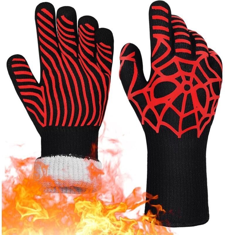 Thumbnail - BBQ Handschuhe, 800.0 °C Hitzebeständige Grillhandschuhe Silikon rutschfeste waschbare Ofenhandschuhe, Küchenhandschuhe ...