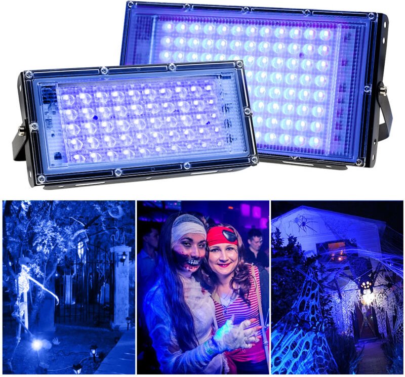 2 Stück 100 w UV-LED-Schwarzlicht, IP65 wasserdicht, Ultraviolette LED-Lampe, Effektbeleuchtung für Aquarium, Party, Leu...