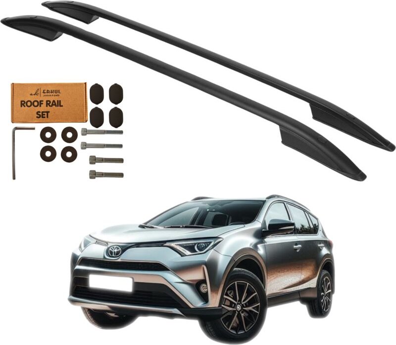 Dachreling für Toyota RAV4 SUV (Baujahre 2013–2019), schwarzes Aluminium, massiv
