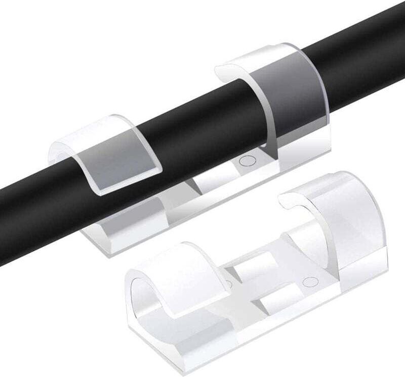 60 pezzi di clip per cavi, clip di stoccaggio con cuscinetti autoadesivi resistenti, clip di fissaggio rotonde in plasti...