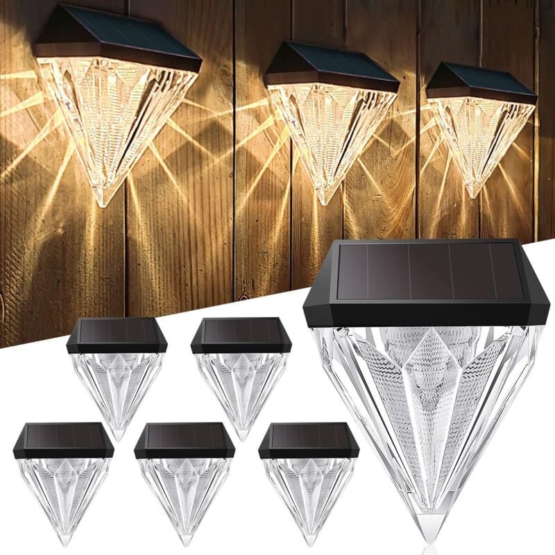 LED-Solarleuchten für den Garten im Freien, kaltweiß, IP55 wasserdicht, zur Beleuchtung von Decks, Treppen, Zäunen