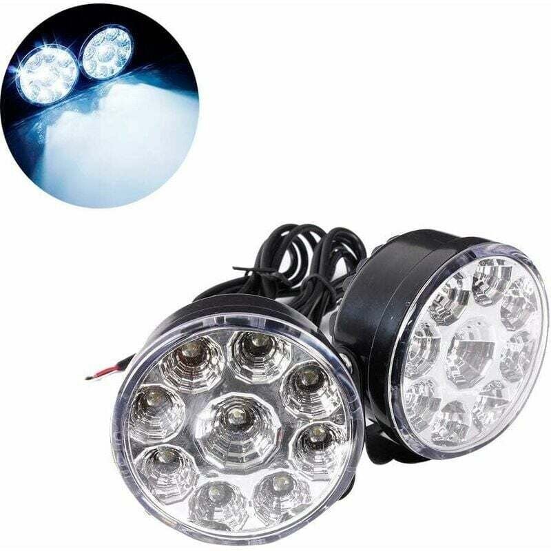 Linghhang - Universelles rundes 9-LED-Nebellicht (weißes Licht), 12 v, 4,5 w, Auto-Nebellampe, 2 Stück