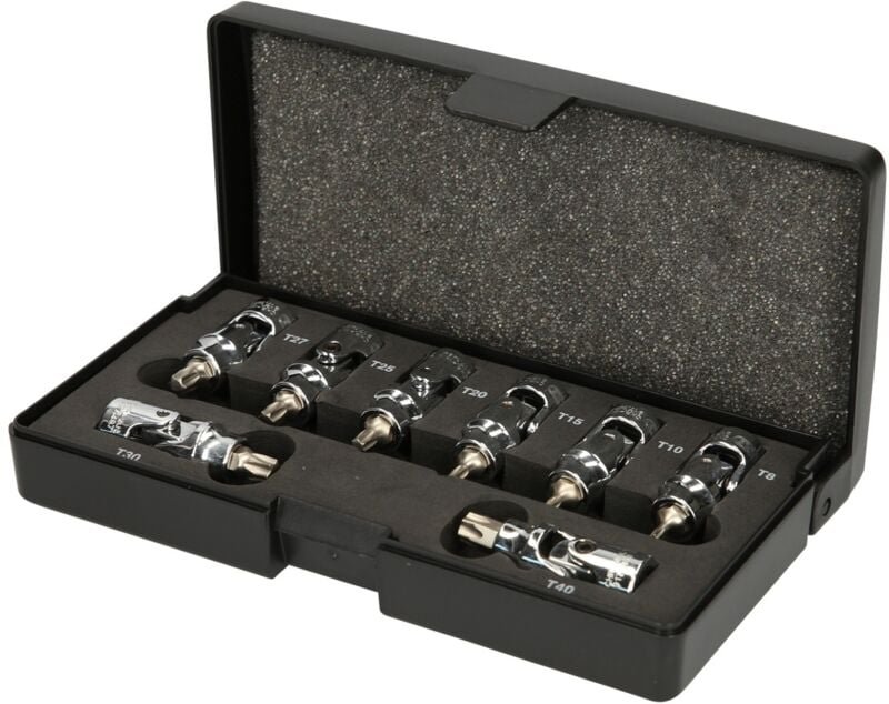 1/4' CHROMEplus Bit-Stecknuss-Satz mit Gelenk Torx, 8-tlg T8-T40
