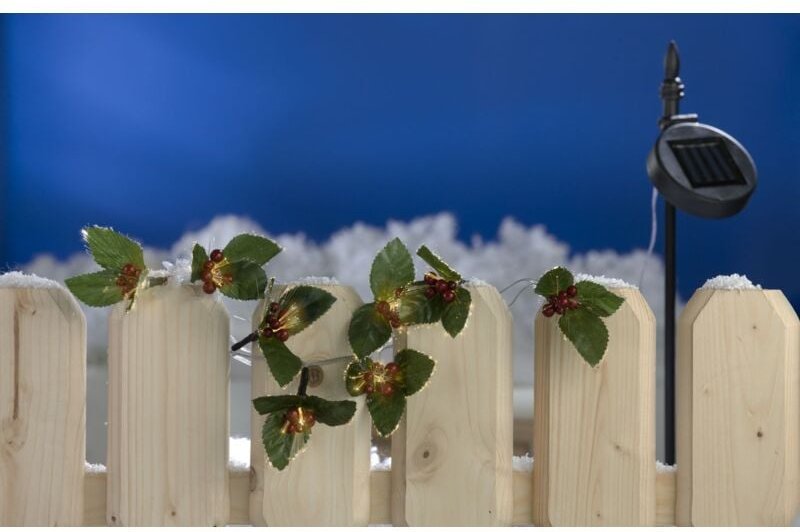Buri - led Solar-Lichterkette Ilex Stechpalme Girlande Weihnachtsdeko Balkondeko