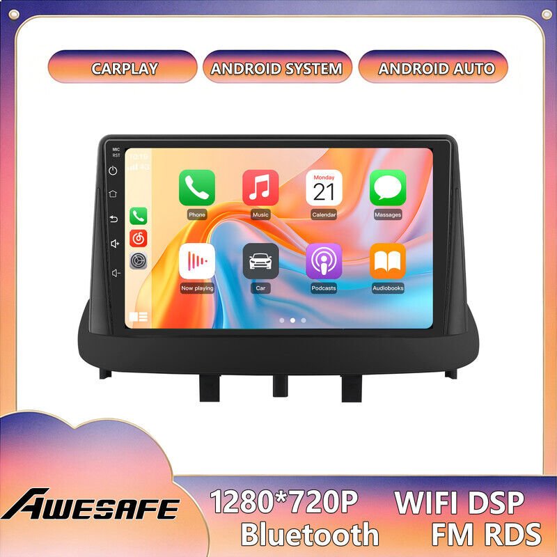 AWESAFE Autoradio Android 13 für Renault Megane 3 (2008-2014) 4GB+64GB mit 9'' Touchscreen CarPlay GPS Bluetooth Android...