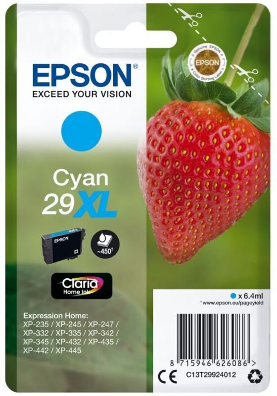 Epson Strawberry Singlepack Cyan 29XL Claria Home Ink