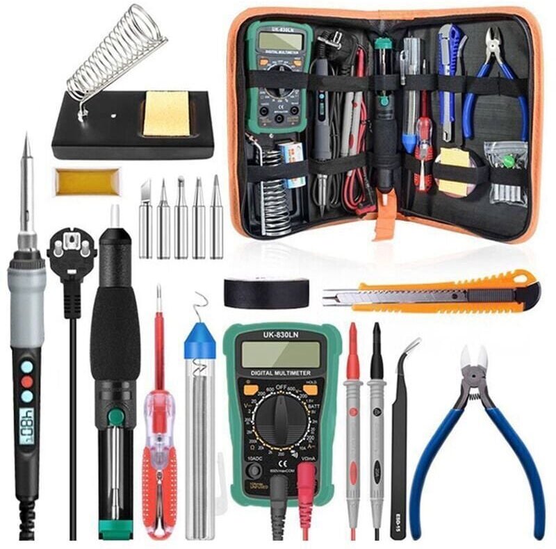 90 W Digitalanzeige, elektrisches Lötkolben-Set, 18-teiliges Set, einstellbare Temperatur von 100 °C bis 480 °C, mit Mul...