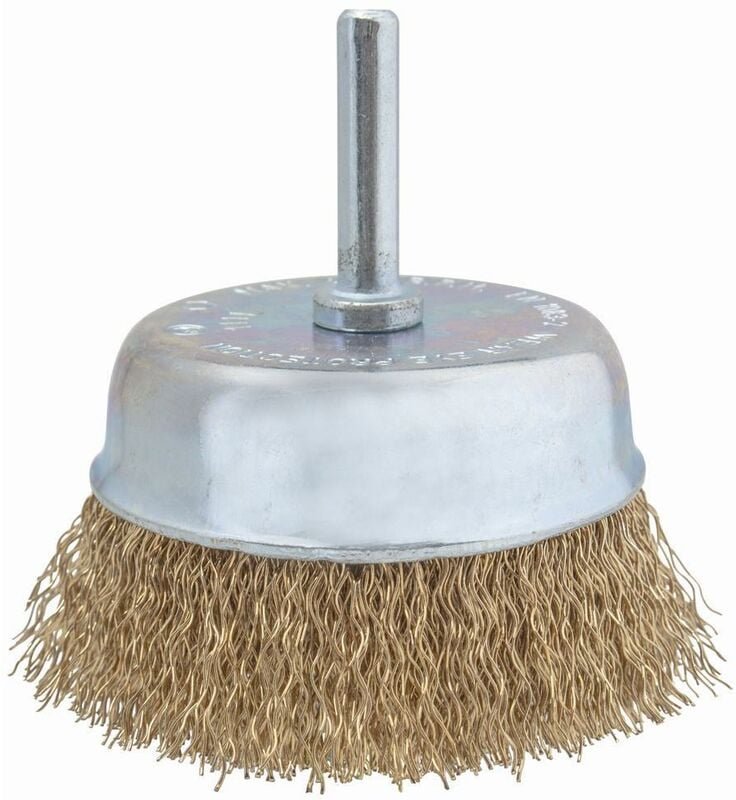 Topfbürste verm75 mm 0,3 mm gewellt, 6 mm-Schaft