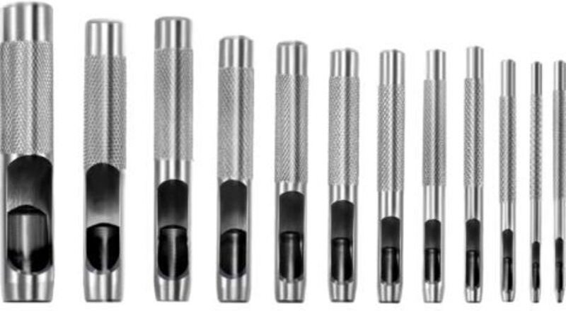12-teiliges Hohllocher-Set aus rundem Stahl, Leder-Hohllocher für Leder, Uhrenarmband, Leinwand, Öse (1/2/3/4/5/6/7/8/9/...