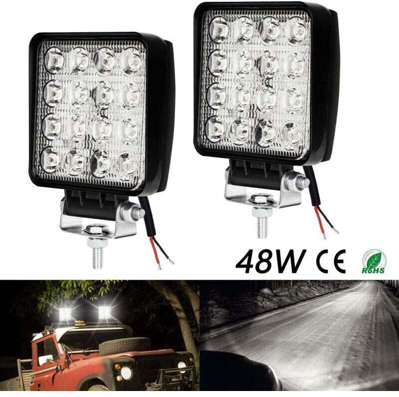 2x48W Quadratische LED Arbeit Licht 60 Winkel DC 12V-24V Quad Lkw Boot Traktor Offroad wasserdicht