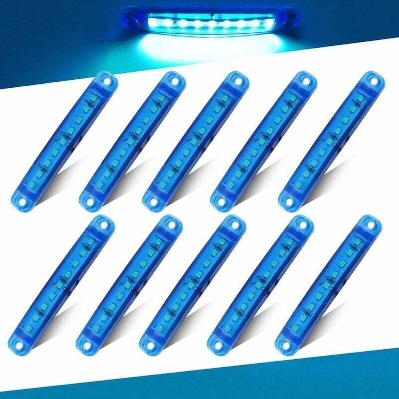 10 Stück blaue Seitenmarkierungsleuchten, XU, 12–24 V, 3,9 Zoll, 9 LEDs, für LKW, Anhänger und Lkw – Warnleuchten vorne ...