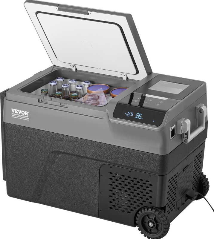 Tragbarer Autokühlschrank mit Eisherstellungsfunktion,12V-Autokühlschrank,tragbarer 35-Liter-Einzelzonen-Gefrierschrank,...