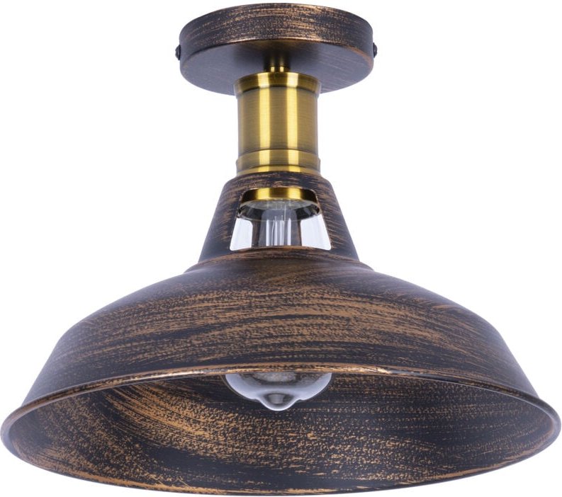 Thumbnail - Axhup - Deckenlampe Industriell Vintage Deckenleuchte Eisen 27cm Lampenschirm Bronze Lampe für Flur, Balkon, Treppe - 1 ...