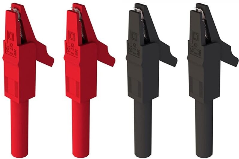 Stück Krokodilklemmen, Kupfer-Krokodilklemmen mit vollständig schützender Kunststoffmanschette für 4-mm-Bananenstecker