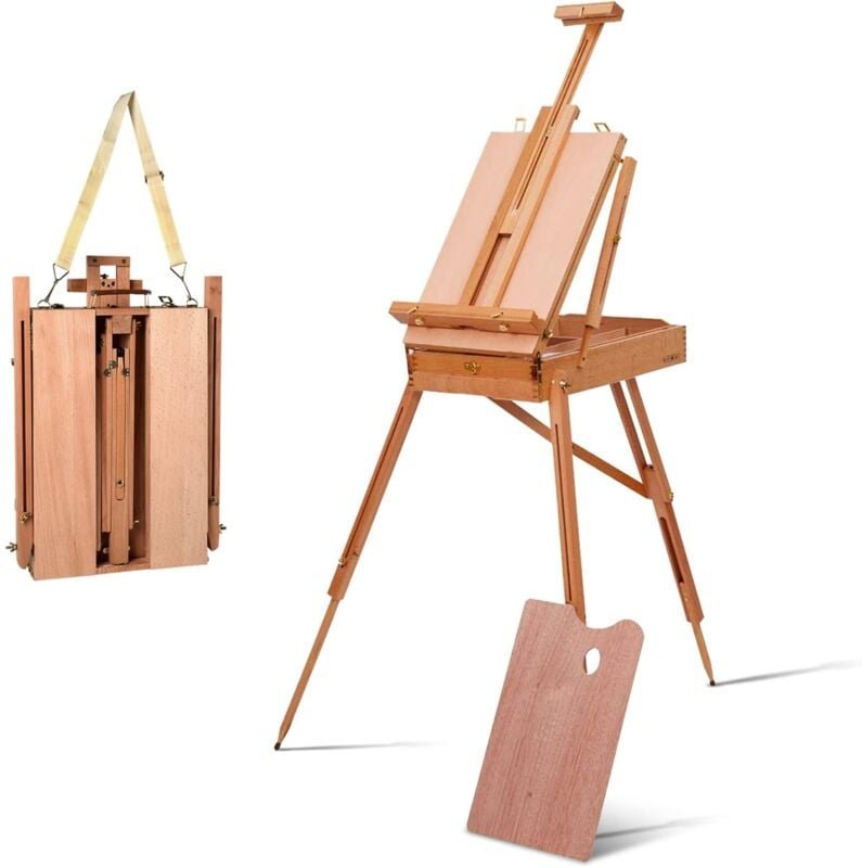 COSTWAY Chevalet de Peintre sur Pied en Bois Pliable 183CM avec Tiroir et Plateau Support de Toile Réglable à 88cm pour ...