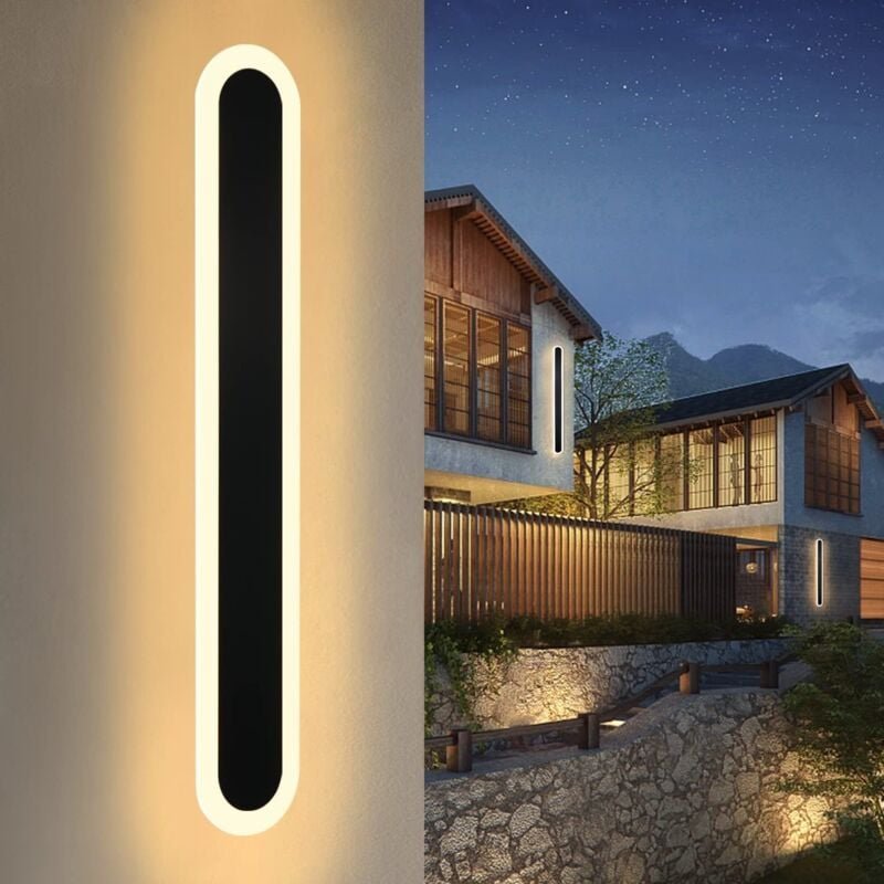 Thumbnail - Led Wandleuchte Aussen Wandlampe: 100cm Schwarz Villa Außenlampe IP65 Wasserdicht Lang Außenleuchte Modern 21W Wandbeleu...