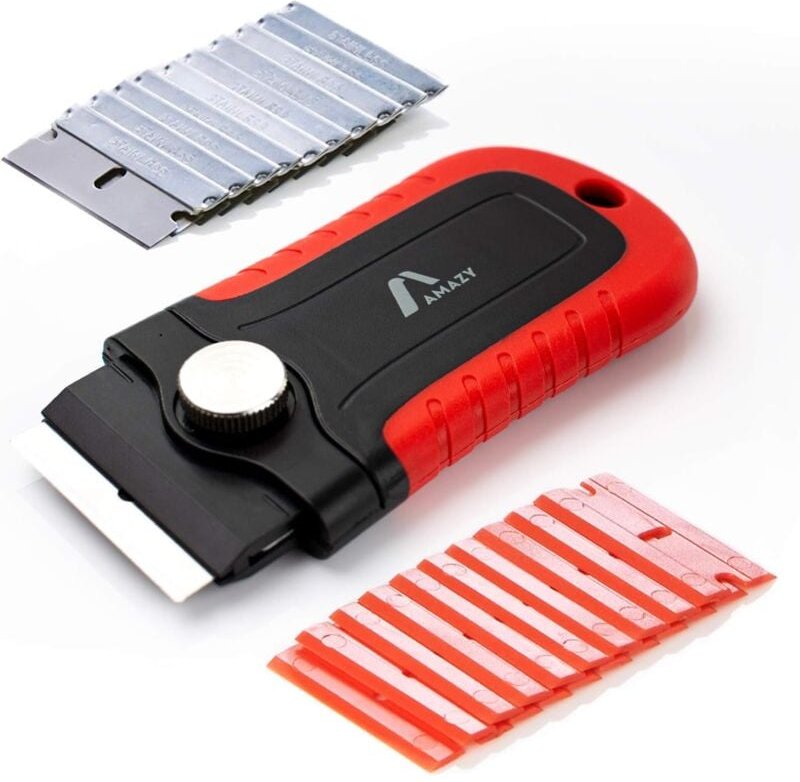 Glaskeramik-Kochfeldschaber + 20 Klingen – Mehrzweck-Glaskeramik-Schaber – Schaber für Induktionskochfelder, Fenster, Sp...