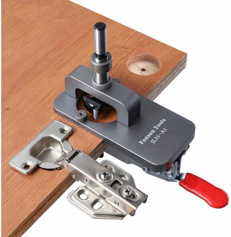 Versteckte Scharnierklemme aus Metall, 35-mm-Schrankscharnierbohrer, Bohrführungsfinder für Schränke und Kleiderschränke...