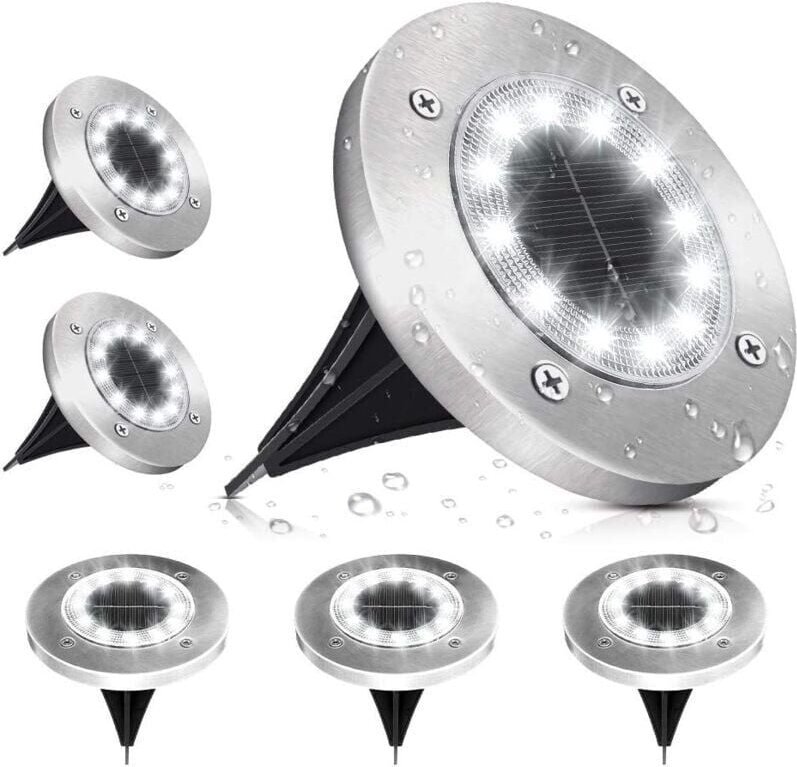 Solarlampe für den Außenbereich, Solar-Gartenleuchte, 12 LEDs, Bodenbeleuchtung, 6000 K, Kaltweiß, wasserdicht, IP65, So...