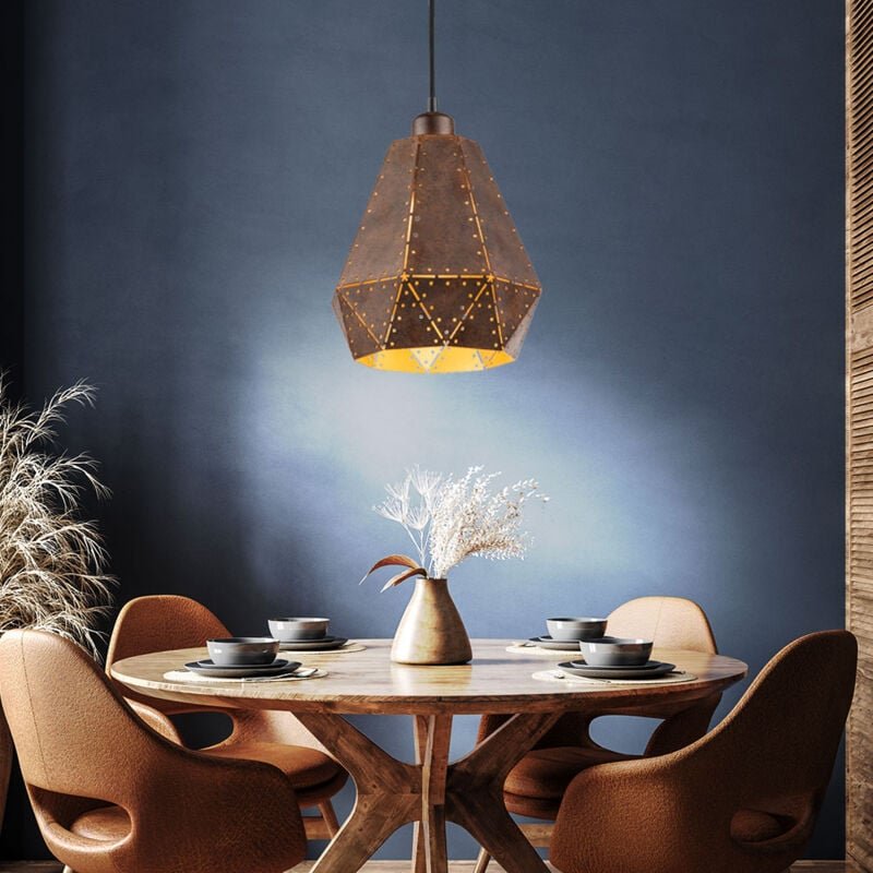 Pendelleuchte Hängelampe Retro Wohnzimmerleuchte rost Industrie Esstischleuchte, Stahl, 1x E27, DxH 21,5 x 140 cm