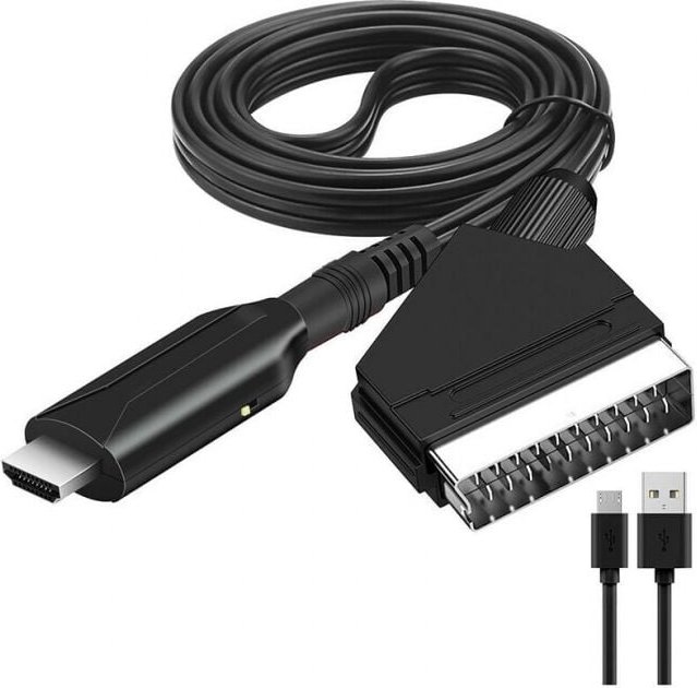 Scart-zu-HDMI-Adapter, Scart-zu-HDMI-Konverter mit HDMI-Kabel, Scart-zu-HDMI-Konverter, für Full-HD-TV 720P/1080P, Audio...