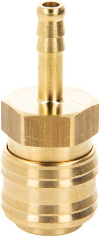 Druckluft Verschlusskupplung NW 7,2 x Ø 6 mm Schlauchanschluss Tülle, Typ 26KA, Messing blank