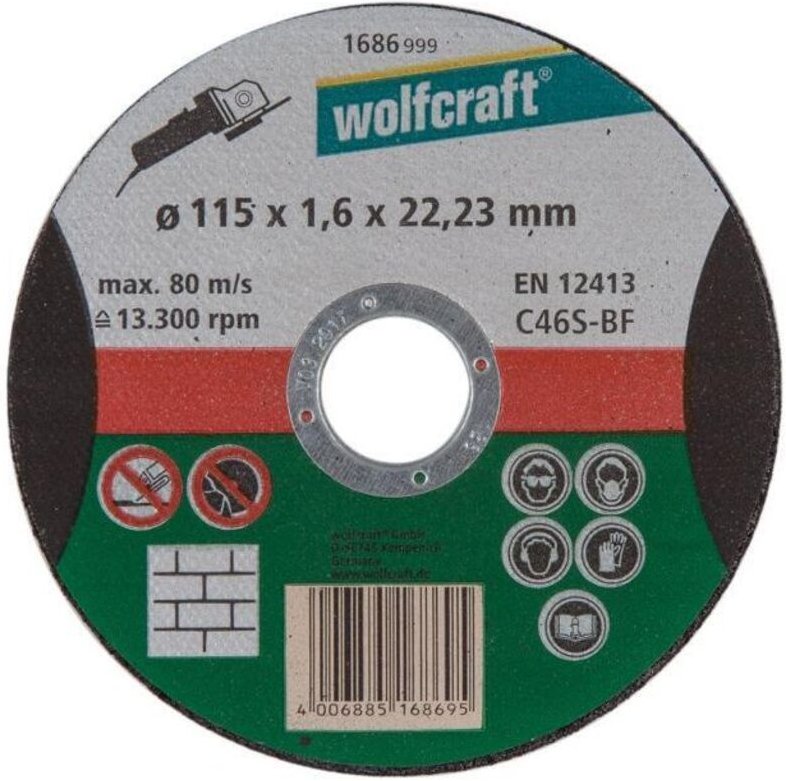 Wolfcraft - Präzisionstrennscheibe für Stein 115 x 1,6 x 22,23 mm (1686999)